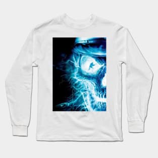 blue flame skull Long Sleeve T-Shirt